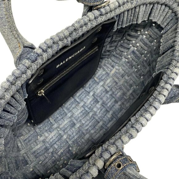 Auth BALENCIAGA Bistro XS Basket 671342 Blue Denim - Tote Bag - Picture 15 of 16